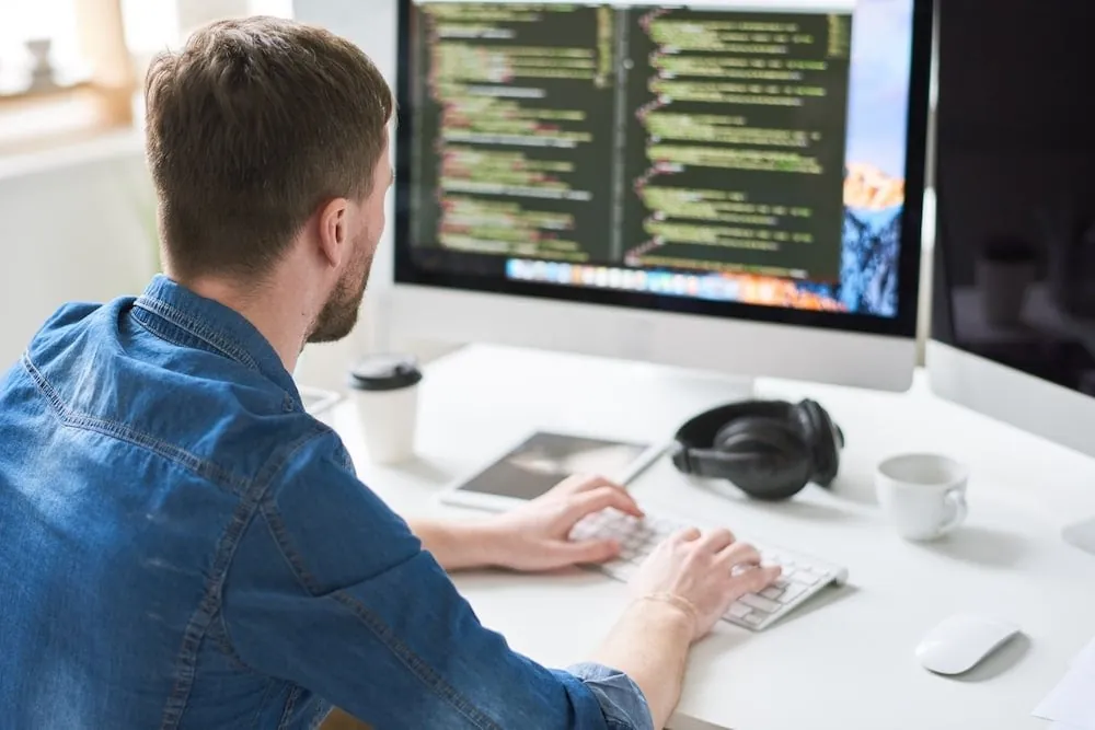 Web developer busy working