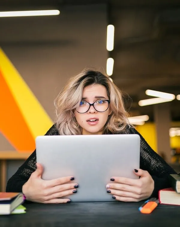 Young woman working laptop working office