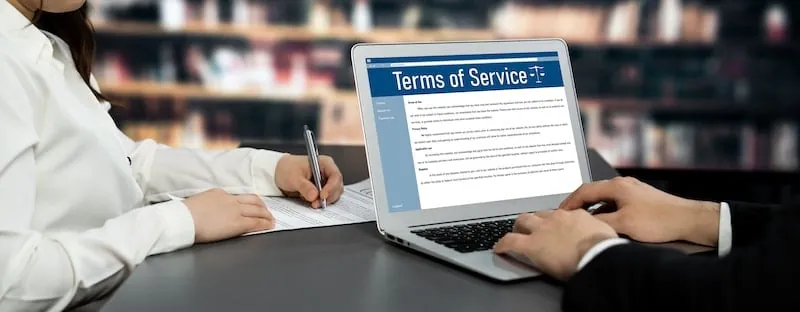 Online term service conditions showing astute rules and regulations using
