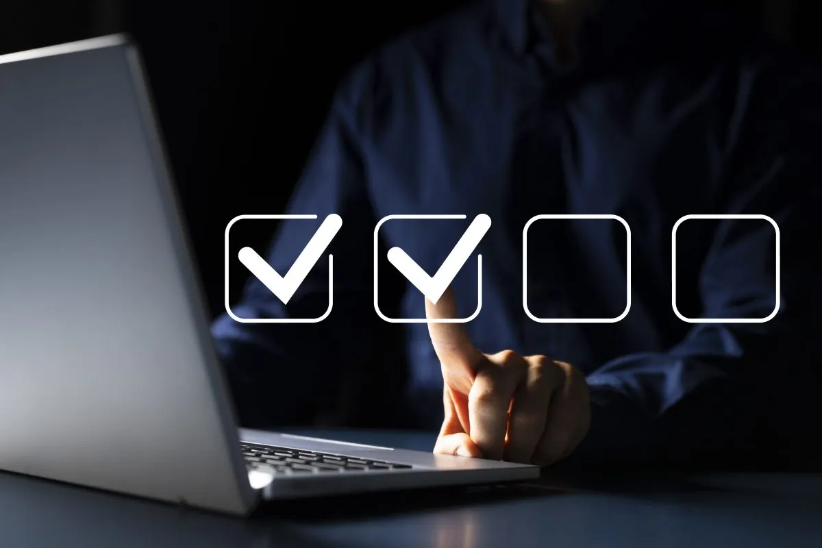 Analyzing consumer choice young caucasian man conducting online business