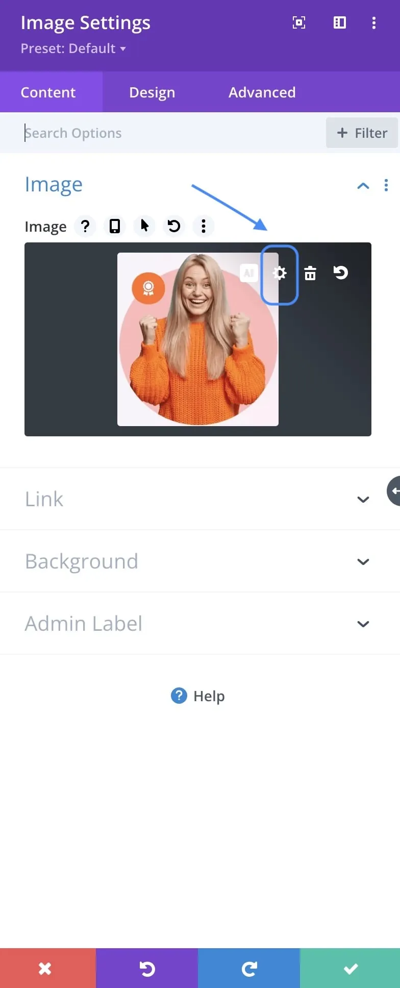 Showing on how to upload the image on DIVI
