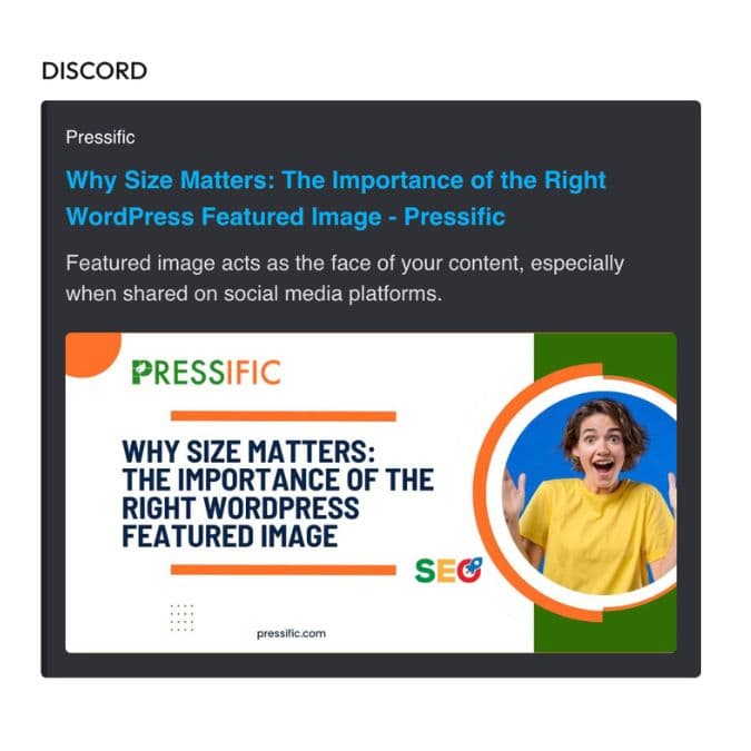 Perfect WordPress featured image on Discord