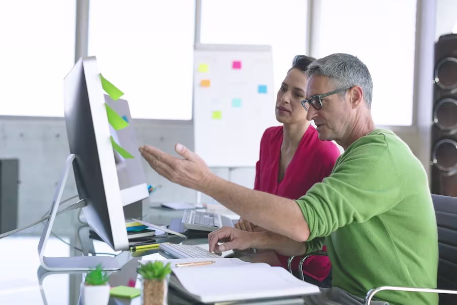 Side view of business people