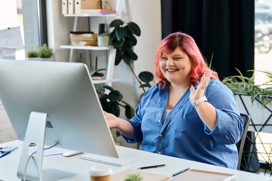 WordPress SEO Management 5 vibrant woman waves hello during a video call 2026 01 06 00 22 00 utc